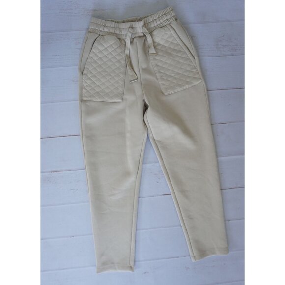 MNG Womens Beige Quilted Pocket Joggers - Size S - Picture 2 of 7